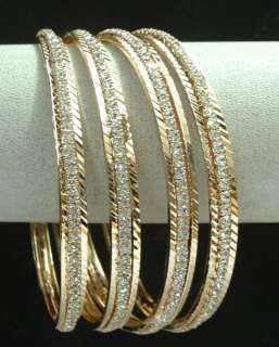 Rose gold plated cz diamond 4pc bangle bracelet l1357  