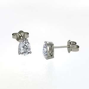   Stud Earrings, Pear Diamond Sterling Silver Stud Earrings Jewelry
