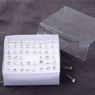 wholesale 24 pairs lot clear crystal earring studs NEW 1 box allergy 