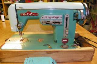 Rare Retro Blue Bel Air Sewing Machine Zig Zag Japan  