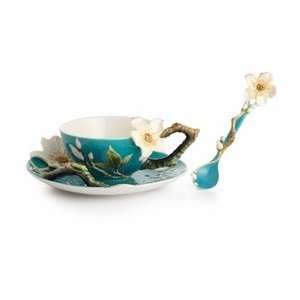  Franz Porcelain Van Gogh Almond flower cup/saucer/spoon 