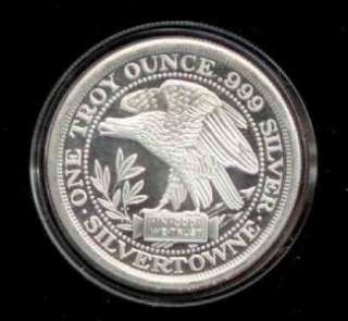 Silver Round Morgan Dollar SilverTowne 2011 War Eagle Trust God Ingot 