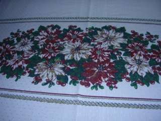 LOVELY LARGE CHRISTMAS CLASSIC POINSETTIA TABLECLOTH RECTANGLE fx 