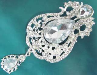 Swarovski Bridal Silver Metal Stone Pin Brooch Applique  