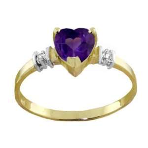    Genuine Heart Amethyst & Diamond 14k Gold Promise Ring Jewelry
