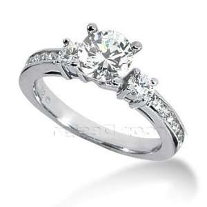 14K White Gold Promise Engagement Ring   1.25CT Round Cut Diamond Ring 