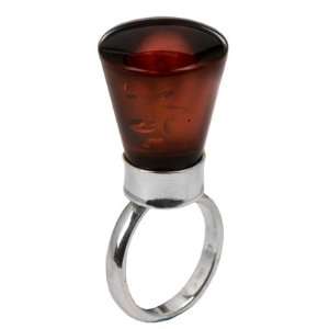  Sterling Silver Baltic Cherry Color Amber Ring Graciana Jewelry