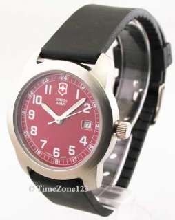 Swiss Army Victorinox Black Rubber Sports Sharp Red Dial Date Womens 