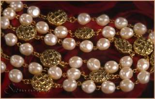 JOAN RIVERS 3 STRAND COUTURE GOLD BEAD/PEARL NECKLACE  