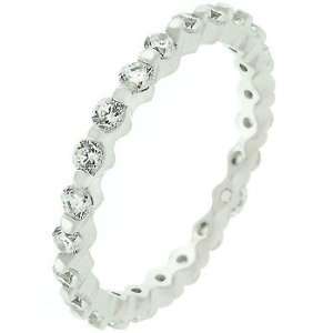  Sterling Silver Cubic Zirconia Prong Set Eternity Band in 
