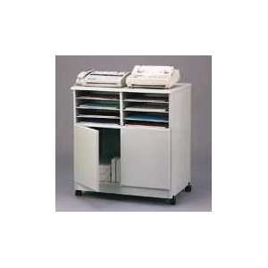 Mobile Machine Stand with 8 Compartment Sorter & Double Door Cabinet 
