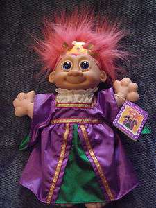 12 x 9 Guinevere  Russ Troll Kidz Doll  Crown  Pink Hair  Purple 