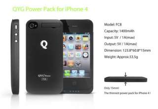 iPhone 4 4S QYG Power Kiwibird battery slim case LED 1400mAh FC8 V2 
