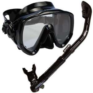 PROMATE Snorkeling Scuba Dive EXTRA WIDE Mask Dry Snorkel Gear Set 