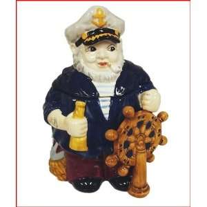  Ceramic Nautical Sailing Captain Cookie Jar Kitchen 