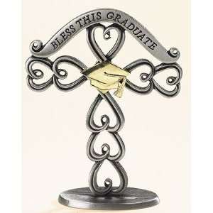Graduation Standing Cross Gift Boxed Brass plated Base Metal 3 Inches 