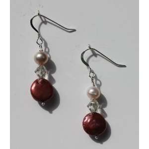   Pearl Earrings with Swarovski Crystal Accent w/Gift Box Jewelry