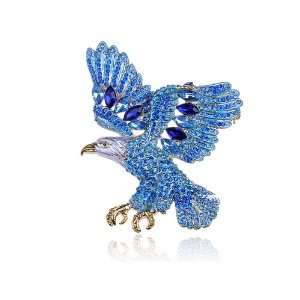   American USA Eagle Bird Swarovski Crystal Rhinestone Pin Brooch