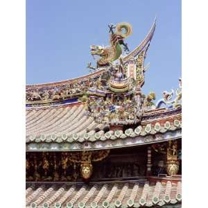  Architectural Detail, Dragon on Roof, Taipei, Taiwan, Asia 