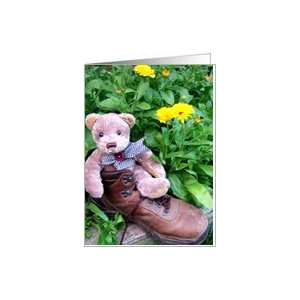 Teddy Bear in Old Boot Card