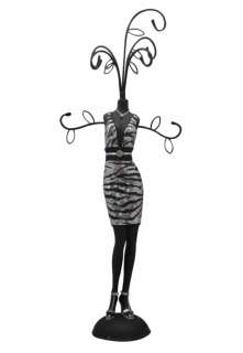 Sequined doll mannequin jewelry stand zebra print black  