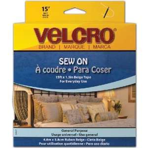  Velcro Brand Sew On Tape (1 1/2 Inches x 15 Feet)   Beige 