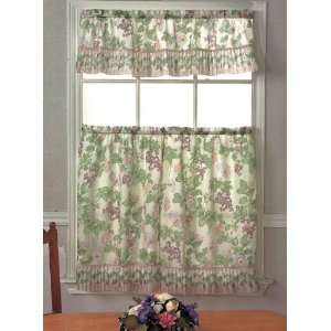   Camellia Flower Kitchen/cafe Curtain Tier and Swag Set: Home & Kitchen