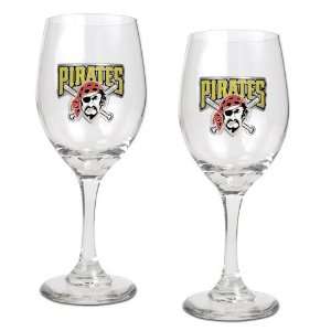   Pirates MLB 2pc Wine Glass Set   Primary Logo